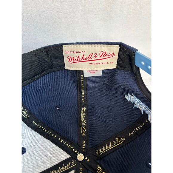 RARE 90s style Sharktooth Memphis Grizzlies Mitchell & Ness snapback hat blue - Picture 6 of 8